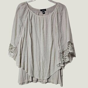 Alyx Womens Beige Poncho Blouse With Lace Sleeves Plus Size  XXL